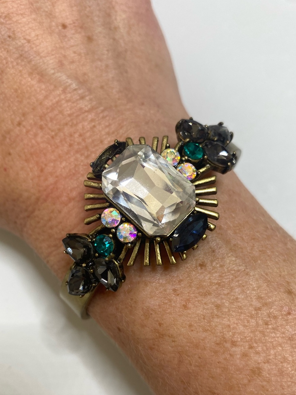 Crystal Statement Cuff Bracelet Clear, Emerald & Navy vintage y2k starburst READ